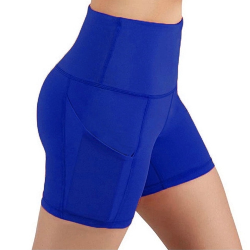 Auu High Waist Yoga Shorts for Women Tummy Control Workout Leggings with Pockets